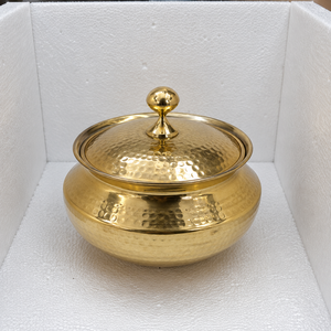 100% Pure Copper Hammered Handi <b>Pot</b> with Lid 1.6L Traditional Indian Cooking Serving Bowl Cookware <b>for</b> Hotel Restaurant Catering - Product Image 2