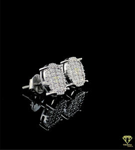Luxury Square Moissanite Diamond Earrings 925 Sterling <b>Silver</b> Cluster <b>Stud</b> Jewelry - Product Image 2