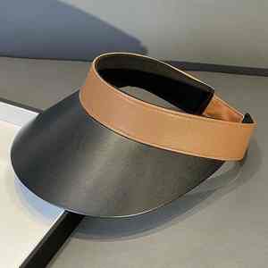 Sombrero de visera de cuero PU de alta calidad, nuevo, para verano, protección solar, sin copa, de ala ancha, personalizado, para exteriores. - Product Image 5