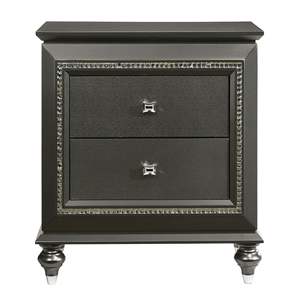 Metallic Grey 2-Drawer <b>Nightstand</b> Elegant and Practical Furniture Piece - Product Image 2