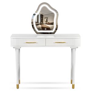 40\" Modern Makeup Vanities Set with Touch Screen Lighted <b>Mirror</b> Dressing <b>Table</b> Cushioned Stool & 2 Large Drawers - Product Image 6