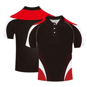 Camiseta Polo de Algodón Sublimado Multicolor Rojo y Negro con Logotipo Personalizado, Unisex para Adultos, Tiempo de Entrega de Muestra de 7 Días - Product Image 1