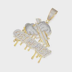 Pendentif Goutte d'Eau avec Lettre Personnalisée en Moissanite VVS, Pendentif Hip Hop Entièrement Sertie de Pierres, en Argent 925 pour Hommes - Product Image 4