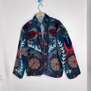 Wholesale <b>Reversible</b> Vintage Embroidered Floral Pattern Velvet Bomber <b>Jacket</b>-Eco-Friendly Windproof Breathable Unisex Winter - Product Image 1