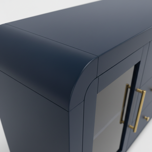 ตู้ไซด์บอร์ด ตู้บุฟเฟ่ต์ห้องนั่งเล่น ตู้คอนโซลพร้อมลิ้นชักกลางสามช่องและกระจกด้านข้างสองด้าน ดีไซน์ทันสมัย สีสันโดดเด่น - Product Image 3