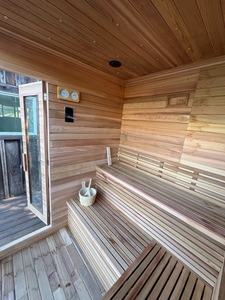 Sauna extérieur moderne en cèdre rouge canadien - Kit préfabriqué en kit plat - Product Image 5