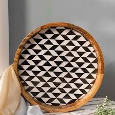 Round Hand Painted Wood Serving <b>Plate</b> <b>Vintage</b> Plant Pattern Floral Design Wooden Tray Dish Perfect For Home Kitchen Decor - Product Image 6
