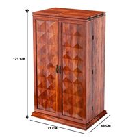 Wood Medium Bar Cabinet with Honey Finish Hard and Soft Drinks Storage Rack Freestanding Home Furniture for Living Room Dining