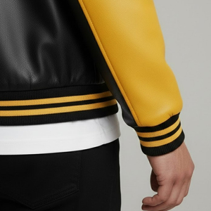 Veste en cuir de motard vintage pour homme, design hivernal, cuir d'agneau personnalisé avec détails matelassés, veste d'hiver pour homme - Product Image 4