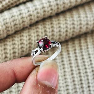 Boho Garnet Mushroom Brass <b>Ring</b> Silver Plated Dainty <b>Statement</b> Wholesale <b>Ring</b> For Women - Product Image 2