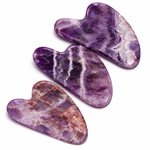 Chakralume Natural Chevron Amethyst Gua Sha Facial <b>Massage</b> <b>Tool</b> Hand Polished Crystal for Skincare Reiki Chakra Energy Healing - Product Image 1