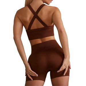 Ensemble de sport pour femme grande taille : short sans couture taille mi-haute et brassière de sport, séchage rapide, respirant, pour la gym, l'entraînement, le fitness et le yoga - Product Image 4