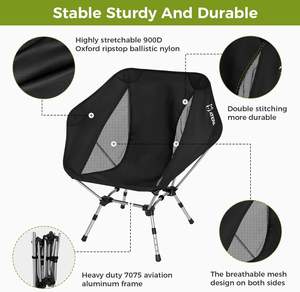 Chaise de plage compacte ultralégère avec pieds anti-naufrage Chaise de randonnée en aluminium pour la randonnée et le camping - Product Image 5