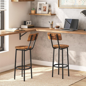 Ensemble de 2 tabourets de bar hauts, chaises de bar avec dossier et repose-pieds, tabourets de comptoir avec siège en PU souple - Product Image 6