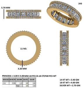 <b>Silver</b> Wide Band <b>Ring</b> With Lab Grown Diamonds Multi Row Design Fine Jewelry Wedding Anniversary And <b>Statement</b> Wear For Women - Product Image 4