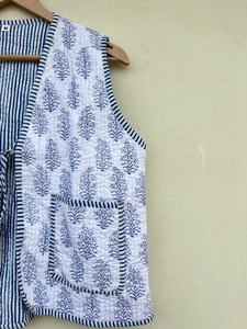 Indian Handmade 100% Cotton Eco-Friendly Quilted Anti-Wrinkle Quick Dry Breathable Front Pocket <b>Covered</b> <b>Button</b> Autumn Winter - Product Image 6