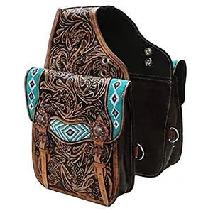 Leather Saddle Bag w/Beaded Inlay! NEW HORSE TACK