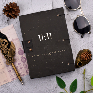 A5 Galaxy Starry Handmade <b>Diary</b> 11:11 Design with Metal <b>Lock</b> | 100 Pages Pure Handmade Paper Vintage Journal Both Side Gift Item - Product Image 1