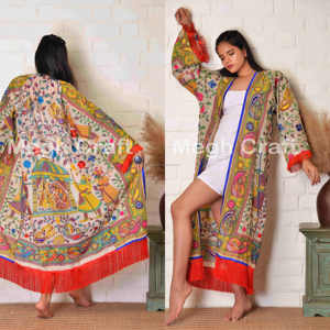 Chaqueta de lana/seda bordada a mano Kalamkari de moda bohemia de talla grande fina transpirable primavera ecológica al por mayor - Product Image 1