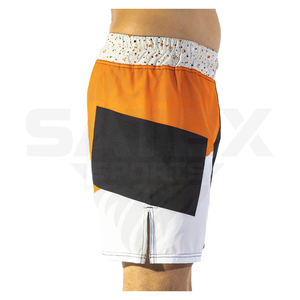 กางเกงชกมวย MMA แบบยูนิเซ็กซ์สั่งทำพิเศษ-พิมพ์ลายด้วยความร้อน ผ้าสเตรชโพลีเอสเตอร์ 100% แห้งเร็ว สำหรับกีฬามวย - Product Image 4