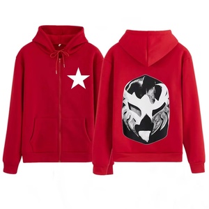 Custom Unisex Winter Heavyweight Full <b>Zip</b> Retro Hoodie Wholesale Oversized Print Polyester/Cotton Fleece 450g Puff Sweatshirt - Product Image 4