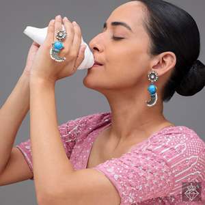 ต่างหูแฟชั่น TUSK ชนเผ่าสีน้ำเงินของ Prao - Product Image 5