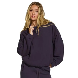 Sudadera con capucha de invierno informal de gran tamaño de 360g de tela tejida de bambú de algodón forrado antiarrugas para mujer de alta calidad - Product Image 1