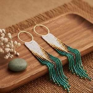 Perles personnalisables bohèmes pour femmes, tissées à la main, avec longues pampilles, tendance pour mariages et fêtes, fournitures de perles - Product Image 2