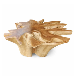 Natural Solid Teak <b>Root</b> <b>Coffee</b> <b>Table</b> Tempered Glass Top Natural Tree Stump Base Luxury Rustic Living Room Furniture - Product Image 2