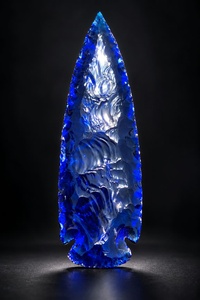 Vente en gros de pointes de flèche en obsidienne bleue, pierres précieuses faites à la main, objets de collection - Product Image 3