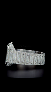 Reloj Hip Hop para hombre de 41 mm con esfera árabe, moissanita de 25.5 quilates VVS 1, diamantes de moissanita incrustados, automático, en oro blanco. - Product Image 4