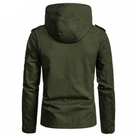 Veste parka urbaine pour homme coupe-vent à capuche, vert olive, noir, beige, avec fermeture éclair et boutons sur le devant, cordon de serrage, col rabattable