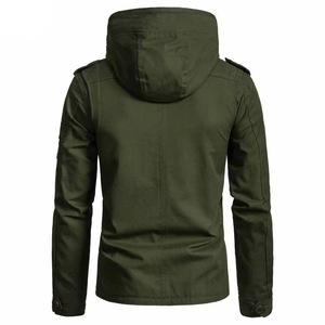 Men Windproof Olive Green Black Tan Hooded Jacket Zip Button Front Drawstring Urban <b>Parka</b> <b>Coat</b> Outerwear Turn-down Collar - Product Image 5
