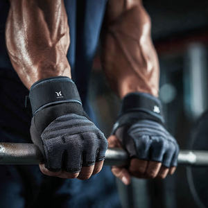 Guantes de Neopreno para Entrenamiento, Guantes Deportivos de Medio Dedo con Soporte para Muñeca para Ejercicios y Dominadas - Product Image 3