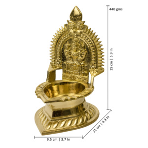 Lámpara de Pooja Artesanal de Latón Karumbu Kamatchi Deepam, Diseño Tradicional de la Diosa Lakshmi - Product Image 2