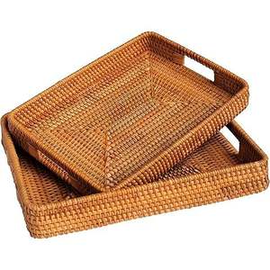 Maravillosa Bandeja de Servir de Bambú y Ratán, Bandeja Decorativa Hecha a Mano para Almacenamiento en la Mesa, Decoración Rústica para el Hogar - Product Image 3