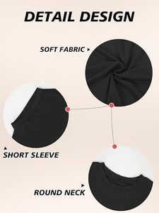 Women Casual Knitted Short Sleeve Crop <b>Top</b> Crew Neck Solid Color Loose Fit Breathable Everyday Wear Spring Summer - Product Image 6