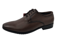 Chaussures habillées Dlords Christofer pour hommes en cuir véritable marron, style Oxford, à bout pointu, à lacets, confortables, antidérapantes, avec logo en relief