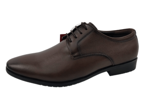 Chaussures habillées Dlords Christofer pour hommes en cuir véritable marron, style Oxford, à bout pointu, à lacets, confortables, antidérapantes, avec logo en relief - Product Image 2