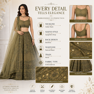 Luxury Bridal Wedding Dress Designer Embroidered Lehenga Gown with Dupatta | Premium Reception Engagement Party Wear Couture - Product Image 5