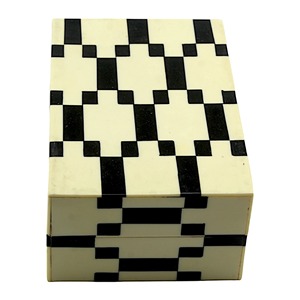 Premium Decorative <b>Keepsake</b> Storage Organizer Rectangular Wood Jewelry <b>Box</b> with Black and Cream Checkered Pattern Minimalist <b>Box</b> - Product Image 5