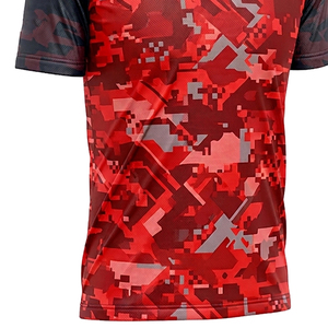 เสื้อเชิ้ตคอจีนพิมพ์ลายพรางแขนสั้นสำหรับผู้ชาย เสื้อเจอร์ซีย์ติดกระดุม คอตั้ง แบบยูนิเซ็กซ์ - Product Image 2