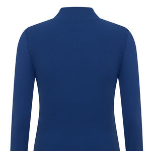 Women's 1/4 Zip <b>Thumb</b> Hole <b>Cuff</b> Design Compression Body Fit High Collar Design Crop Length Long Sleeve Fitness Training Shirt - Product Image 4
