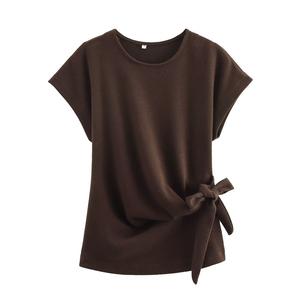 Camiseta de Verano para Mujer, Estilo Vintage, Tejida, 100% Poliéster, Transpirable, Anti-Pilling, Ecológica, Corte Ajustado - Product Image 6