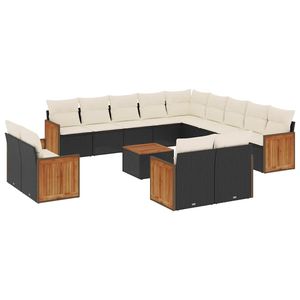 Conjunto de Sofás de Jardín en Negro y Crema - Product Image 2