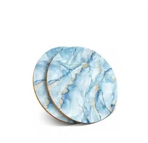 REHMAN CRAFT Round MDF <b>Coasters</b> with Modern Design Handmade & Washable 9cm Diameter <b>Cork</b> Backing - Product Image 6