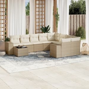Conjunto de Sofás de Jardín Beige para Exteriores con Almacenamiento, Resistentes a los Rayos UV, de Ratán PE, con Cojines de Espuma de Alta Densidad, Diseño Contemporáneo - Product Image 3