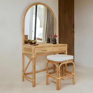 Large Small Size Dressing Table for Bedroom Luxury Rattan Wooden <b>Vanity</b> <b>Makeup</b> Tables Factory Price Made in Vietnam - Product Image 5