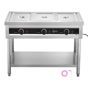 Scaldavivande Elettrico Commerciale a Vapore con 3 Controlli di Temperatura Manuali Indipendenti, 450W, 3 Vasche in Acciaio Inox per Buffet e Catering - Product Image 1
