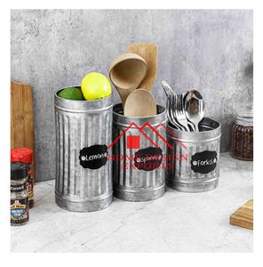 Caddy à poignée pour la vente en gros à bas prix Boîte de conserve de cuisine galvanisée Meilleur vendeur Porte-ustensiles en métal galvanisé - Product Image 1